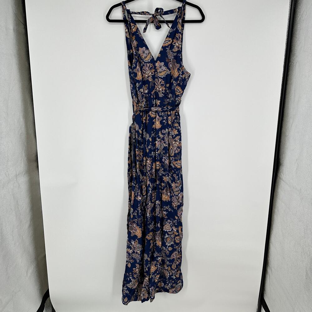 Anthropologie Ett:twa Blue Paisley Belted Wide Leg Womens Jumpsuit Small - Picture 2 of 12